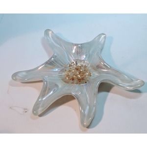 Iridescent Glass Starfish Trinket Catch All Nautical Beach Resin Pool Gold Stars